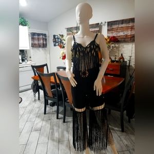 An original extremely sexy 2 piece club outfit | Black & Gold | Spade | S